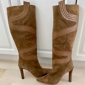 Brown suede boots